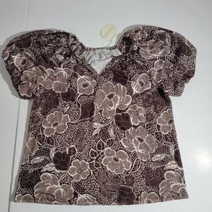 Chenault V-Neck Puff Sleeve Top Size M